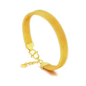 Bracelets en or jaune véritable 24 carats G9999, bijoux solides pour femmes, cadeau de mariage personnalisé, élastique, luxe, Xinfly - Product Image 1