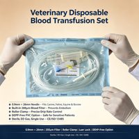 Ensemble de transfusion sanguine vétérinaire pour chevaux, pince à rouleau à usage unique