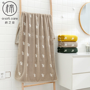 Serviette de bain en coton pur jacquard 70x140cm, imprimé animal, douce, absorbante, pour usage domestique, rectangulaire, hypoallergénique, jaune, marron, vert - Product Image 3