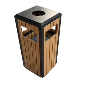 Top Selling Single outdoor steel patio trash can waste bins garden steel plywood garbage bin