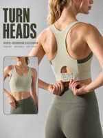 Soutien-gorge de sport haute performance pour femme avec coussinets intégrés, fermeture à 3 rangées de crochets et œillets au dos, idéal pour la course, la gym, le yoga et l'entraînement physique