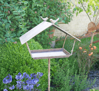Support pour mangeoire à oiseaux en métal robuste, résistant aux intempéries, facile à installer, réglable en hauteur, JH-Mech W33cm X D22cm X H123cm