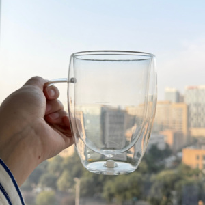 Vaso de <span class=keywords><strong>Vidrio</strong></span> con Diseño de Bola de Nieve de 350 ml/12 oz, con Orificio Preperforado, Tazas de Café de Doble Pared, Vasos con Asa Lateral, Botella con Diseño de Bola de Nieve - Product Image 2