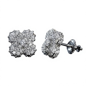 Pendientes de Trébol de Lujo al por Mayor, Plata de Ley 925 con Baño de Rodio, Moissanita, Joyería Unisex para Boda, Regalo para Mujeres y Hombres - Product Image 3