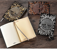 Carnet non relié A5/A6 en similicuir avec motif Arbre de Vie, papier offset recto-verso, 100 feuilles, NAD07, style rétro médiéval, vente en gros