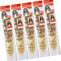 Rambut Crochet Deep Wave Gaya BOHO Single Weft Serat Tahan Panas 24 inci 28 inci Ekstensi Kepang Sintetis Ocean Wave