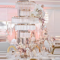 Vases Dorés de Mariage Centres de Table Supports de Fleurs en Cristal Style Chandelier Vases Floraux pour Tables de Réception Fêtes Décoration Maison