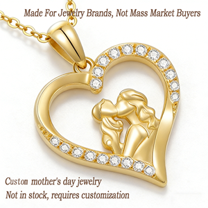 Collar con Colgante de Corazón de Amor Madre e Hija, Chapado en Oro Real Personalizado - Fábrica de Joyería OEM ODM, Acabado Estándar Plateado - Product Image 1