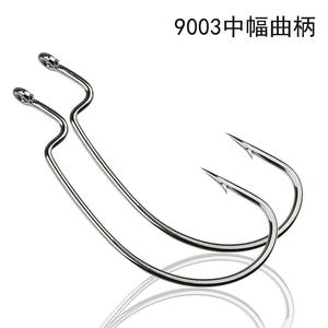 10 pezzi appiattito gancio a manovella da pesca medio 9003 in acciaio ad alto tenore di carbonio esca morbida - Product Image 6