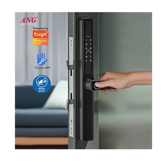 ANG Tuya Zigbee Biometric Waterproof Outdoor Aluminum Door Sliding 3585 Mortise Fingerprint Glass Smart Lock Door Lock