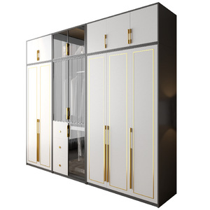 Armario Moderno con Puertas de Vidrio, Diseño con Bisagras, Espacio de Almacenamiento Colgante, Ahorro de Espacio, Mueble de Dormitorio Fácil de Montar, Armario con Cerradura - Product Image 2