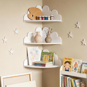 Cloud Corner <b>Wall</b> <b>Shelf</b> Wooden <b>Wall</b> <b>Mounted</b> Storage Rack 90 Degree Display <b>Shelf</b> for Nursery Bedroom - Product Image 3