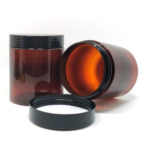 Hot Bán 4Oz 6Oz 12Oz Nhựa Container Hổ Phách PET Jar Với Nắp Màu Đen <span class=keywords><strong>8</strong></span> Oz Hổ Phách Chum - Product Image 3