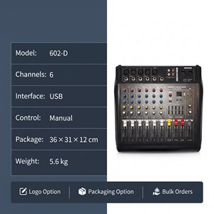 Console de mixage audio 6 voies alimentée par sonorisation en direct, 200W à 8 ohms avec moniteur casque pour salles scolaires et petites manifestations - Product Image 5