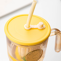 Haute qualité en gros tasse en verre paille thé infuseur personnalisable gaufrage conception couvercle pour un usage domestique quotidien