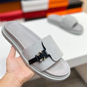 Sandalias de cuero vacuno de alta calidad para hombre, sandalias tipo chanclas con cierre de botón, estilo casual para exteriores, zapatos planos genuinos. - Product Image 2