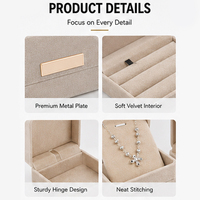 Boîte à bijoux en velours de qualité supérieure, logo personnalisé, étui de rangement luxueux et doux pour bijoux, bagues, boucles d'oreilles, colliers et montres