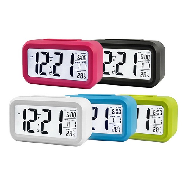 LED Digital Alarm Clock Electronic Digital Alarm Screen Desktop Clock for Home Office Backlight Snooze Data Calendar Desk Clocks