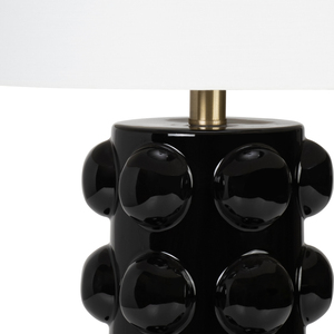 Lampada da tavolo in ceramica con base a bolle, finitura nera lucida, per l'arredamento di camera da letto e soggiorno - Product Image 4