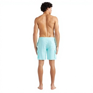 Shorts cargo pour homme, couleur menthe unie, taille mi-haute, cordon de serrage, bande élastique, tissu Oxford en coton respirant, shorts décontractés - Product Image 3