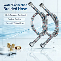 Tuyau d'arrivée d'eau tressé en acier inoxydable 304 JINLIN moderne, haute pression 200 psi, étanche, flexible, pour raccordement de toilettes