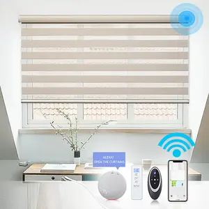 Điện cơ giới mất điện thông minh Zebra Con lăn rèm tự động tòa nhà văn phòng và cửa sổ khách sạn màu được xây dựng trong cài đặt - Product Image 1