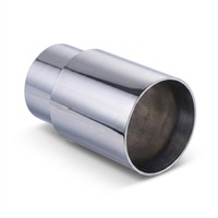 Embout d'échappement en acier inoxydable, entrée 3 pouces, sortie 3,5 pouces, 5,9 pouces, finition chromée polie miroir à degrés de pente, universel, à fixation par collier