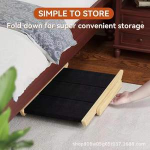 Wooden Pet Stairs 3 Step Anti Slip <b>Ramp</b> For Small <b>Dogs</b> Cats Natural Wood Color 20 In Height Foldable Design - Product Image 5