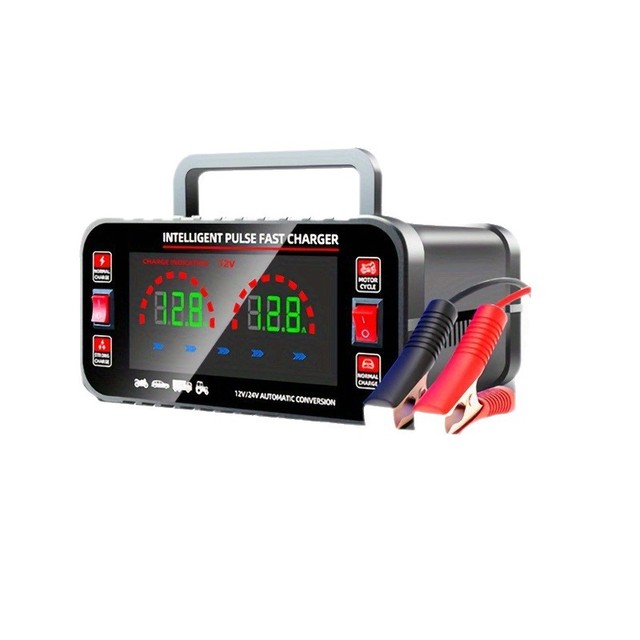 W09 12V24V Car Battery Charger High-power Fully Automatic Battery Charger with Intelligent Fast Charging