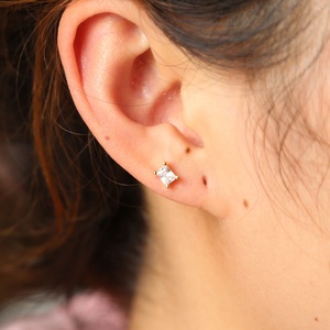 Promotion Mini <strong>Small</strong> <strong>Studs</strong> the Second Piercing <strong>Stud</strong> Single Rectangle Cz Prong Setting Simple Gold <strong>Earring</strong> Designs for Women - Product Image 6