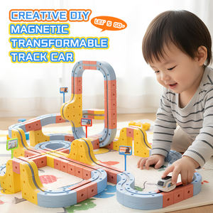 Kit de circuit ferroviaire magnétique éducatif DIY, pistes de course de voitures, jouet STEM, ensemble de pistes d'aventure, train jouet transformable DIY pour garçons de 3 à 8 ans - Product Image 1