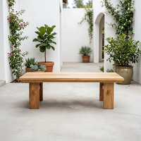 Table basse moderne en teck massif pour l'extérieur, résistante aux intempéries, finition naturelle, pour le mobilier de salon