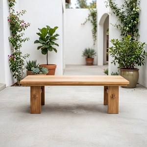Mesa de Centro Moderna para Exteriores de Madera de Teca Sólida, Resistente a la Intemperie, Acabado Natural, para Muebles de Sala de Estar - Product Image 1