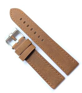 Montre en cuir Premium Crazy Horse 24mm espace gris toile lumineuse couture espagnole bracelet de montre pour 1950 Ming Fung - Product Image 1