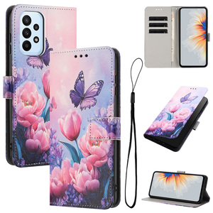 Funda de teléfono con Tapa de cuero pintado para Samsung A73 A53 A33 A72 A52 A51 4G A71 5G A70S A50S A30S funda de teléfono con billetera magnética híbrida - Product Image 1