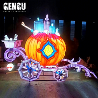 Grande sculpture de carrosse citrouille géante en fibre de verre pour Halloween, avec éclairage LED, accessoire Jack-O'-Lantern, décoration pour parcs à thème et festivals, OEM