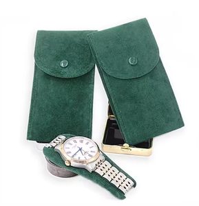 Personalized Travel Jewelry <b>Watch</b> Storage Bag for Custom Black Green Navy Blue Custom LOGO Luxury Suede <b>Watch</b> Pouches - Product Image 1