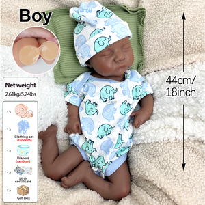 Boneka Bayi Laki-laki Silikon Reborn Kulit Gelap dengan Urat Detail, Dapat Dicuci, Berkualitas Tinggi untuk Simulasi Perawatan Anak - Product Image 3