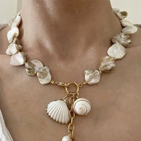 Conjunto de Joyería de Moda de Verano: Collar con Colgante de Estrella de Mar de Acero Inoxidable, Perlas de Agua Dulce, Pulsera y Pendientes de Diseño Playero