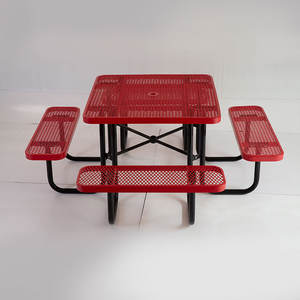 Mesas y sillas para restaurante al aire libre, recubierta de plástico para patio de metal mesa de comedor, venta al por mayor, picnic - Product Image 6
