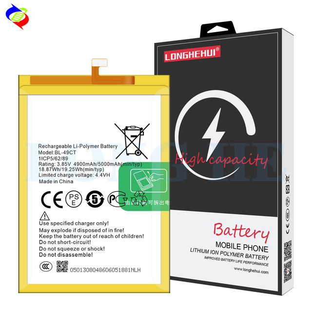 BL-49CT Mobile Phone Batteries for Tecno WX3 Pro WX3P B12 3.85V 5000mAh