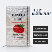 Sac tissé en PP de 25 kg et 50 kg pour riz, résistant à l'humidité, avec logo personnalisé, robuste, pour céréales, farine, aliments pour animaux, vente en gros
