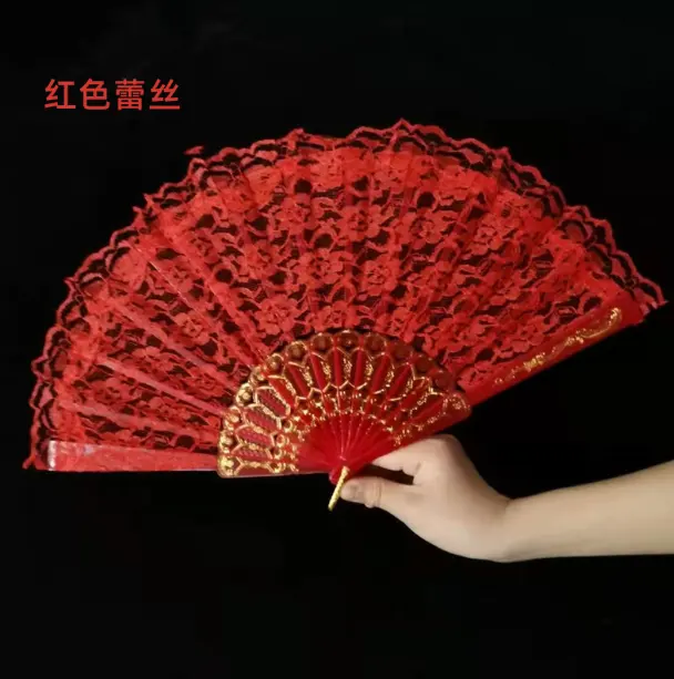 Wedding Gift Rave Woman Hand Fan Photography Props Lace Classical Folding Fan