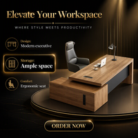 Bureau de direction moderne en forme de L Mobilier de bureau en bois pour cadres