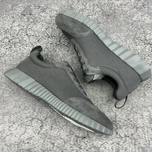 2026 New Premium <b>Black</b> <b>Suede</b> Mesh Sneakers Men's Two Tone White Sole Casual Lace-Up Trainers - Product Image 3