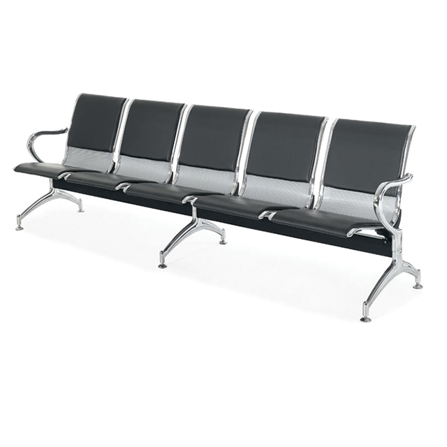 5-Sitzer Public Waiting Chair Möbel Airport Hospital Row Chair mit halbem Leder kissen