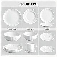Service de vaisselle en porcelaine céramique gaufrée, assiettes à bord festonné, bols, tasses, pour la maison, l'hôtel, le restaurant, logo personnalisé, durable, passe au lave-vaisselle