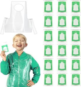HC 50 Delantales Desechables de PE para Niños, Transparentes, Impermeables, Resistentes al Aceite, para Pintura y Arte, con Bolsa Retráctil, Largos hasta las Manos, para Uso Doméstico - Product Image 1