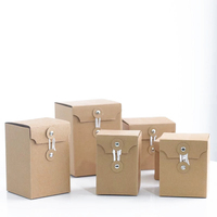 Eco-Friendly Recycled Materials Kraft Paper Self-Erecting Oblong Gift Box Button String Closure Multi-Sized Reusable Packaging