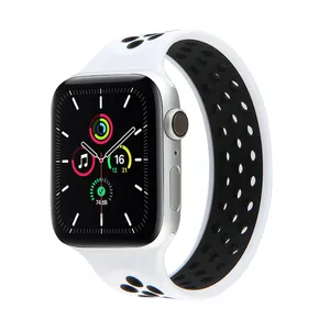 2021 en iyi yeni Trend saat kayışı çift renk yumuşak silikon örgü döngü spor saat bandı Nike/elma izle
